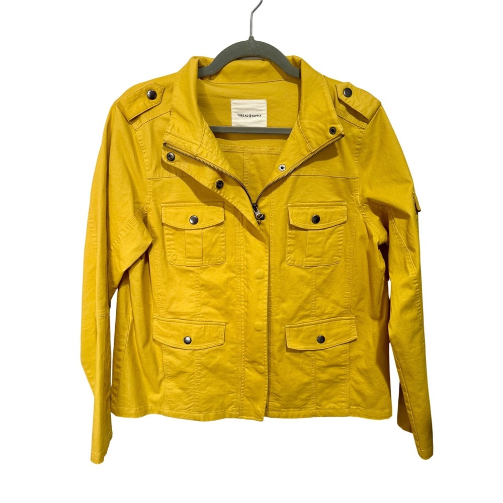 Thread & Supply Mustard Yellow Utility Field Jacket Womens Large J1187CSWT - Picture 9 of 9